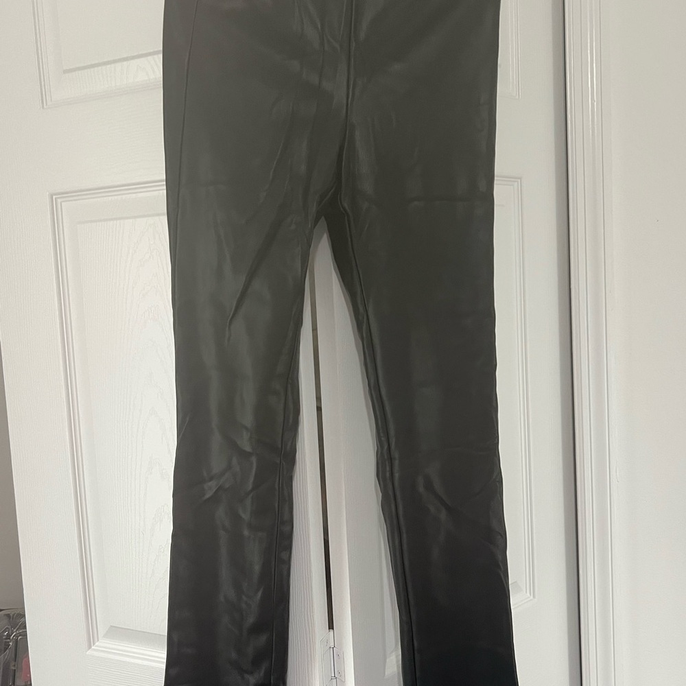 Zara Dark Leather Look Trousers
